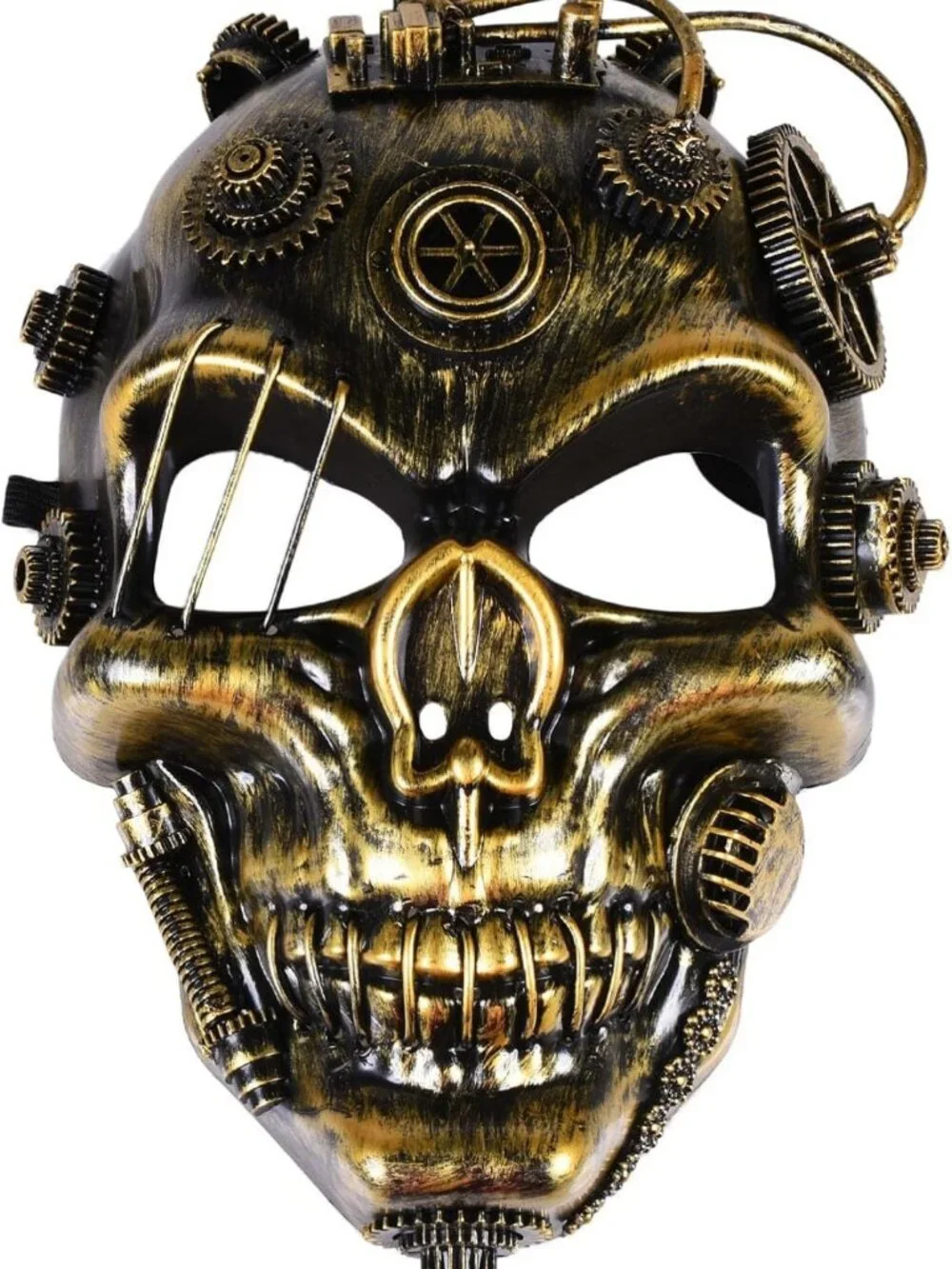 Vintage Steampunk Skull Mask | Metallic Cyborg Masquerade Costume Prop for